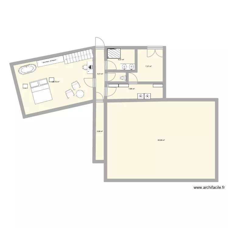 la cabane bis. Plan de 7  et 123 m²