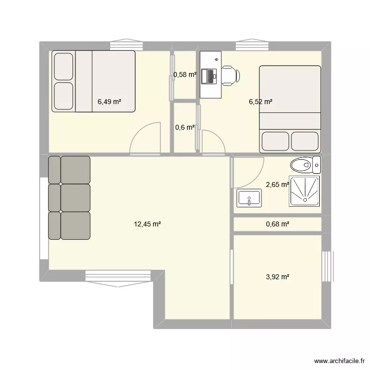 Chalet Gruissan. Plan de 8 et 34 m² Chalet Gruissan. Plan de 8 et 34 m²