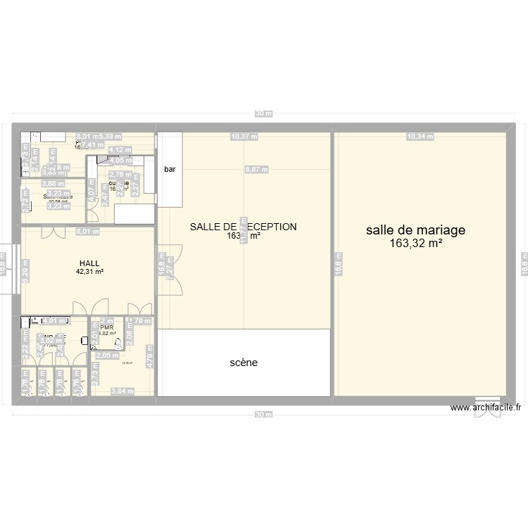 salle de réception. Plan de 13 pièces et 450 m2