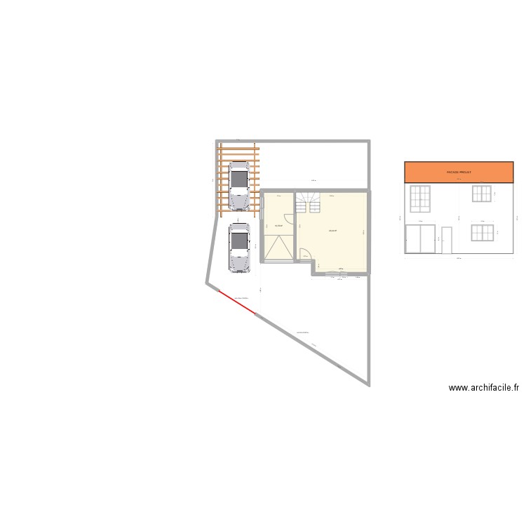 maison roxane facade. Plan de 2 pièces et 50 m2