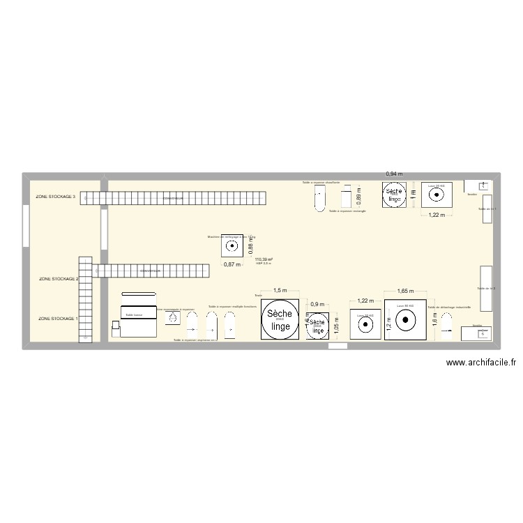 Plan buanderie 500KG. Plan de 1 pièce et 110 m2
