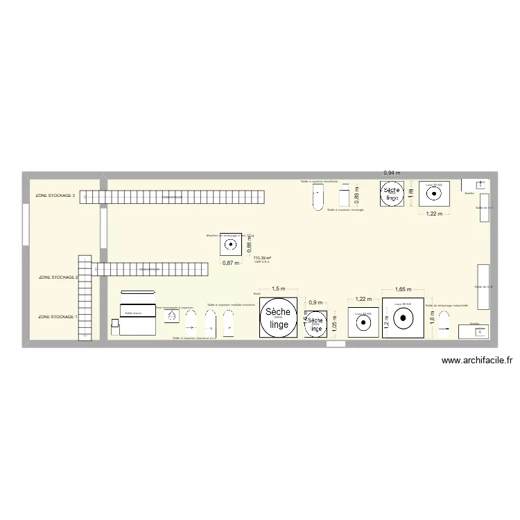 Plan buanderie 500KG. Plan de 