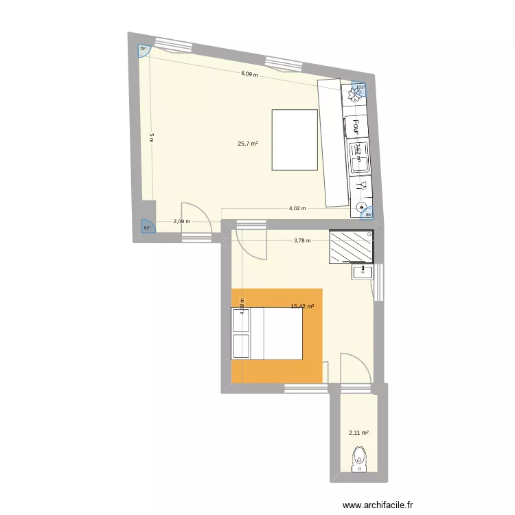 maxence brignoud 2. Plan de 3 pièces et 43 m²