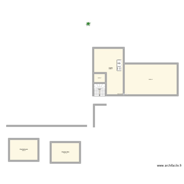 maison. Plan de 6 pièces et 97 m2