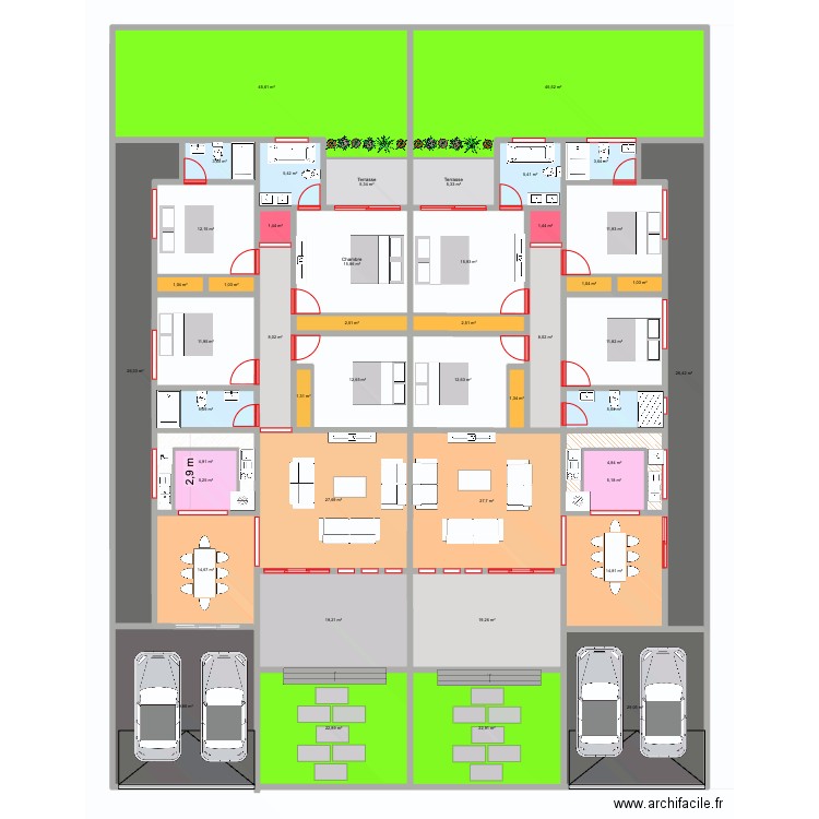 Plan EECI Kone DABOU V6. Plan de 46 pièces et 567 m2