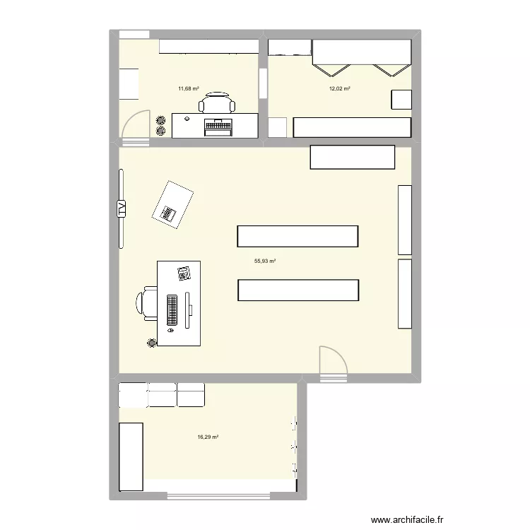 Plan boutique Cadaoz. Plan de 4 pièces et 96 m²