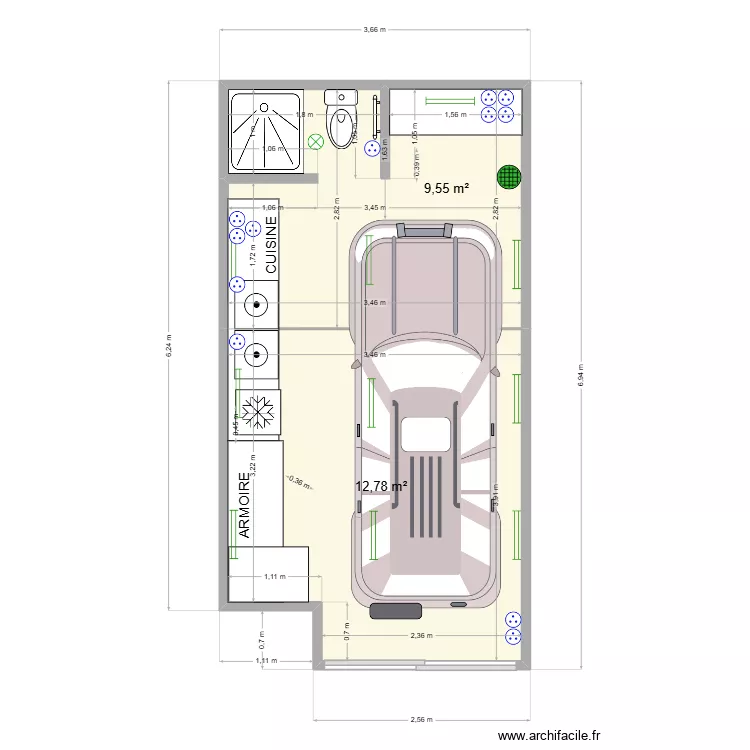 LOT 3.vide Saint Etienne de Tin&eacute;e.3. Plan de 2  et 22 m²