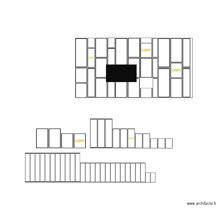Mur métallique. Plan de 1 pièce et 11 m2