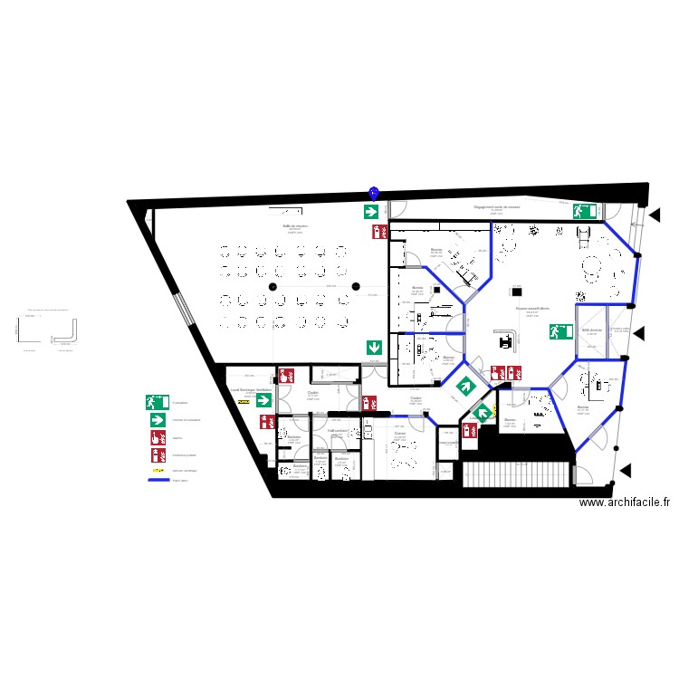 Projet RDC Auch - Incendie. Plan de 26 pièces et 314 m2