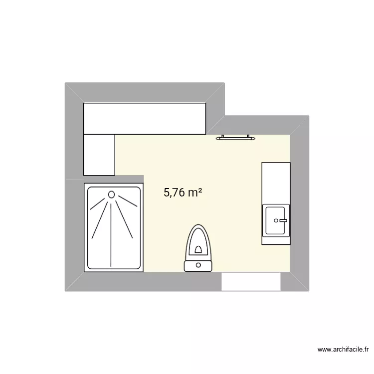 Salle d'eau etage. Plan de 1  et 6 m²
