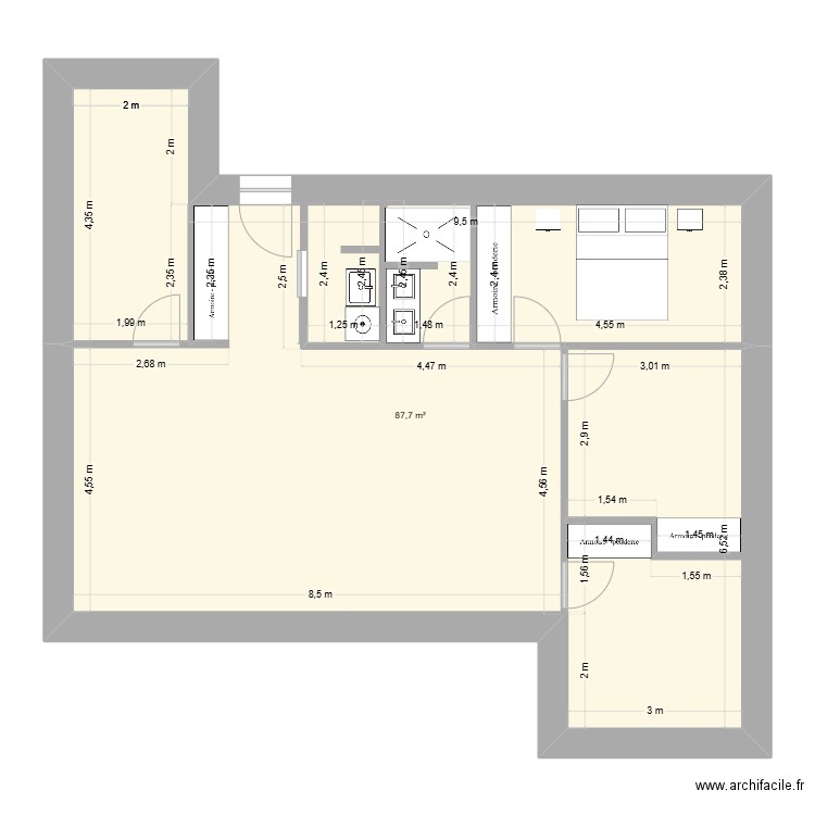 MAISON FANNY 1. Plan de 1 pièce et 88 m2