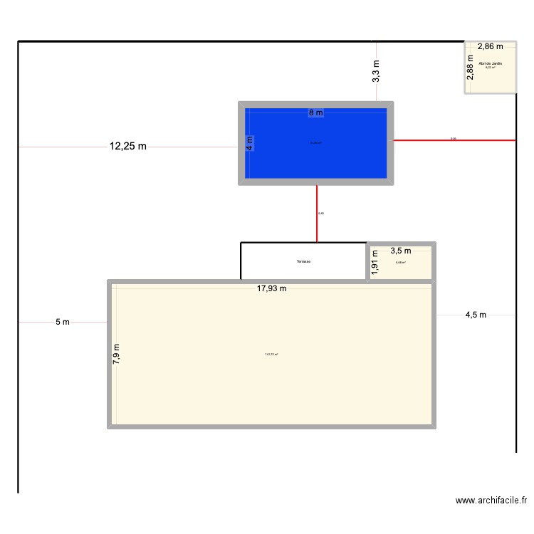 piscine. Plan de 4 pièces et 189 m2