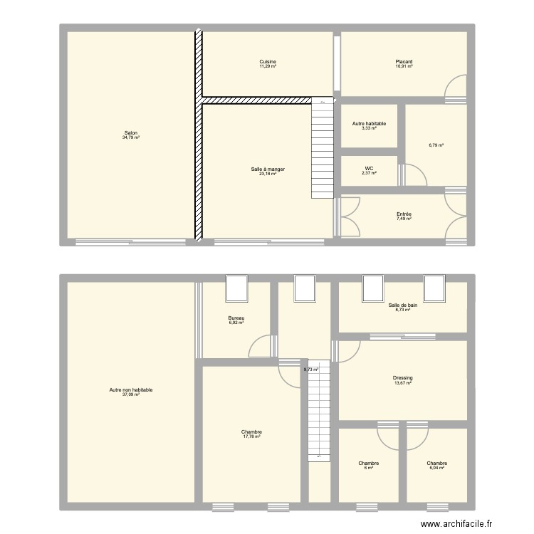 Projet maison. Plan de 16 pièces et 206 m2
