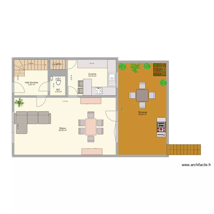 Marteleurs rez. Plan de 7  et 80 m²