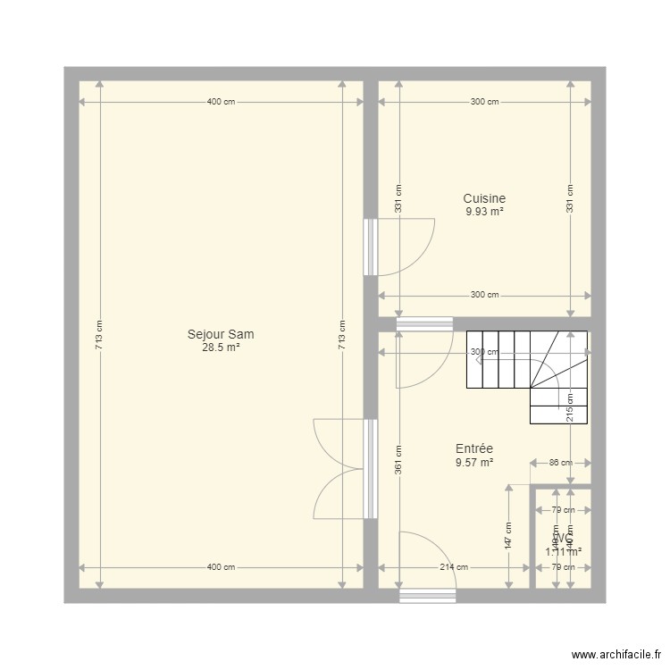 Agnieray. Plan de 4 pièces et 49 m2