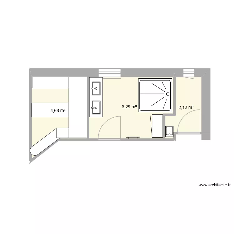 amenagement SdB et Dressing. Plan de 3  et 13 m²