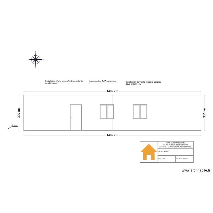 PLAN DE COUPE FACADE NORD  - DURAND. Plan de 0 pièce et 0 m2