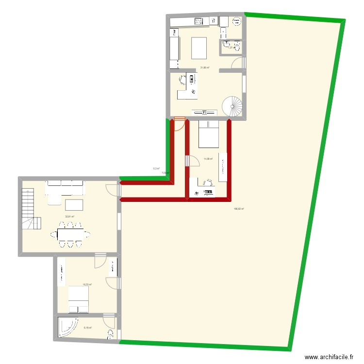 Maison Anais. Plan de 9 pièces et 307 m2