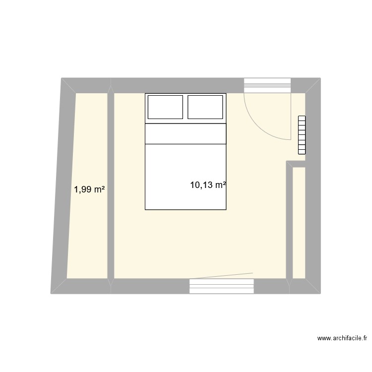 Chambre 1. Plan de 2 pièces et 12 m2