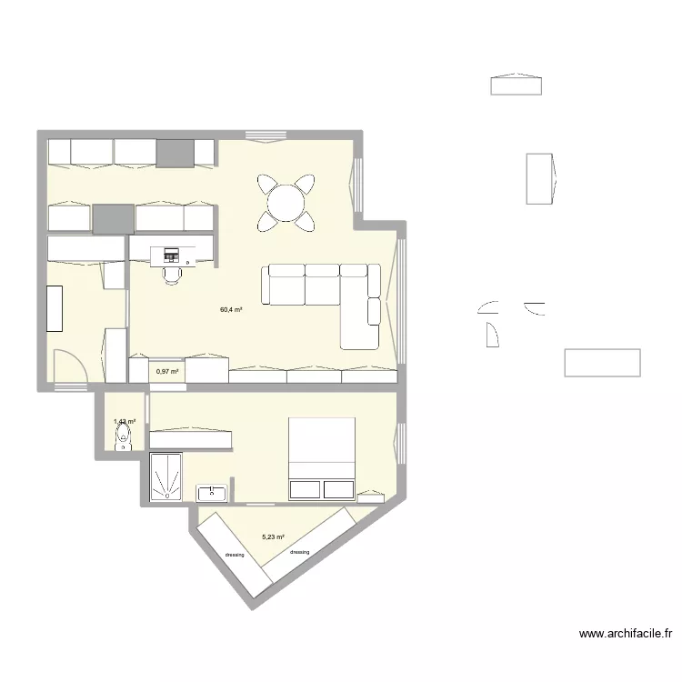 BOUAZIZ. Plan de 4  et 68 m²