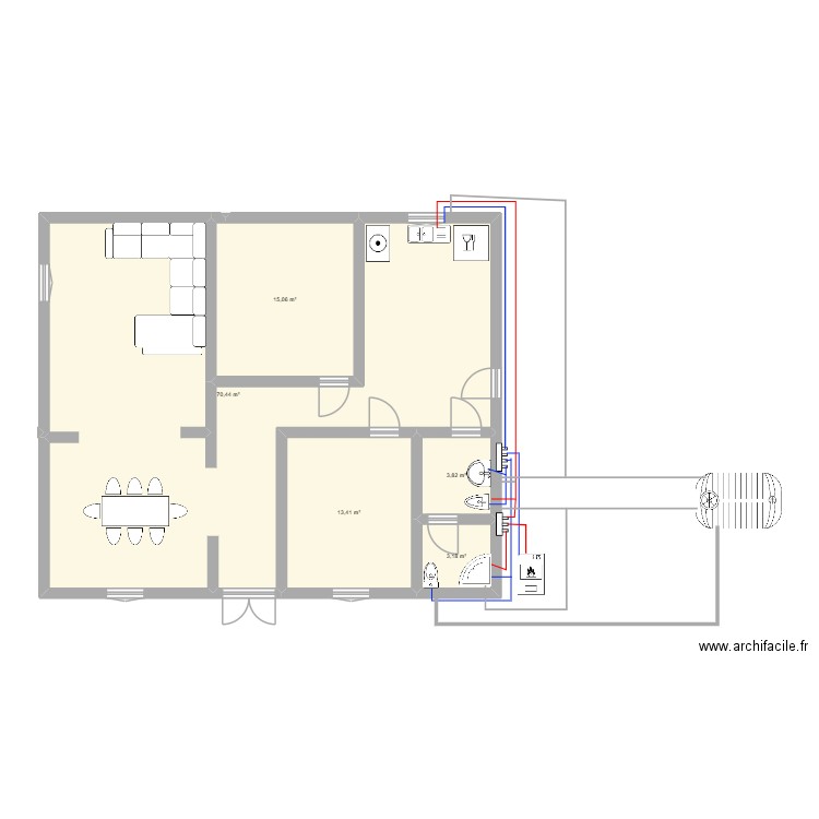 king saizzzzz. Plan de 5 pièces et 106 m2