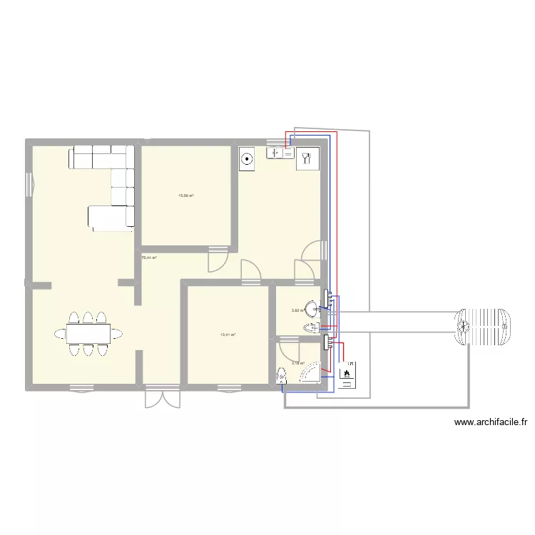king saizzzzz. Plan de 5 pièces et 106 m²