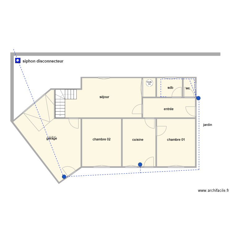 rocherereau rdc ass. Plan de 9 pièces et 96 m2