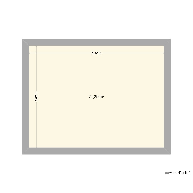 cuisine V2. Plan de 1 pièce et 21 m2