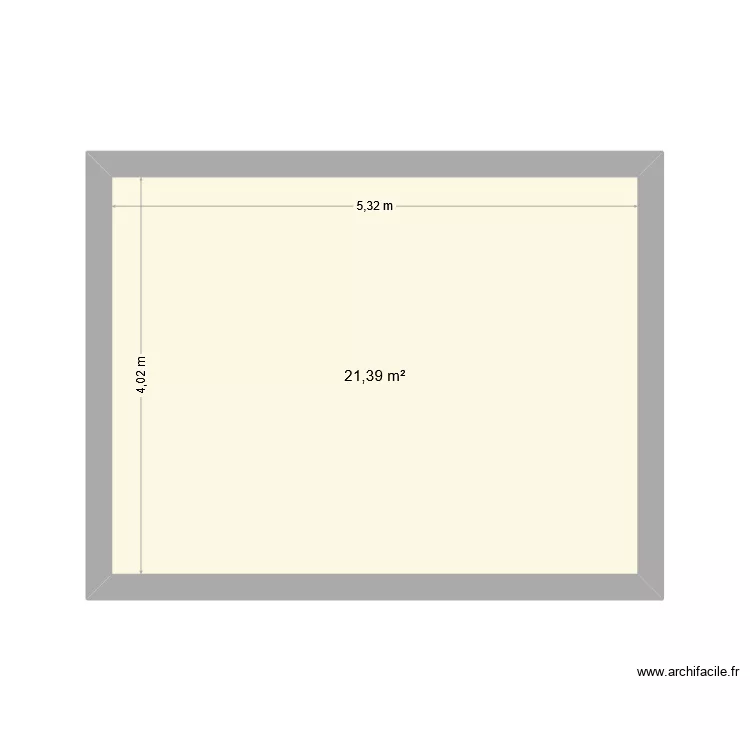 cuisine V2. Plan de 1  et 21 m²