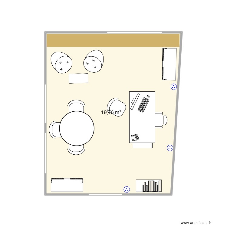Assesseur V1. Plan de 1 pièce et 20 m2