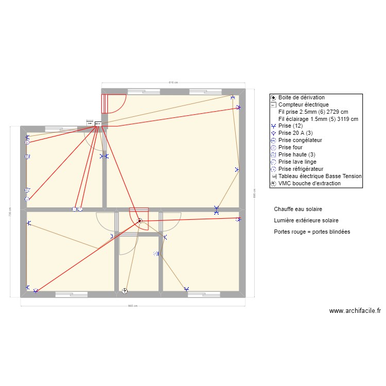 POG Rdz prises. Plan de 6 pièces et 69 m2