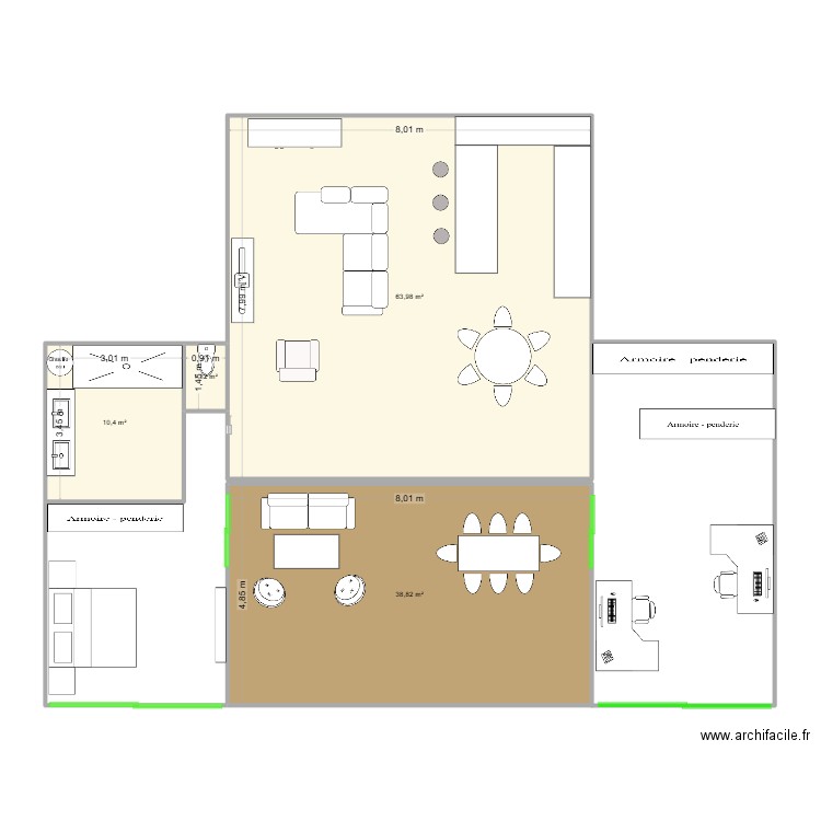 chalet principal. Plan de 4 pièces et 115 m2