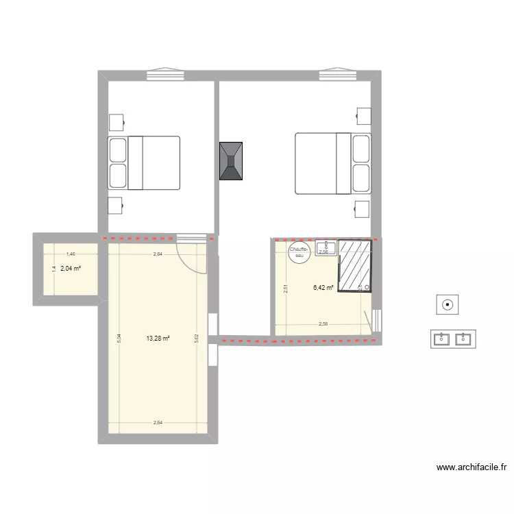 AGRANDISSEMENT CHEMINEE. Plan de 3 Pièces et 22 m² AGRANDISSEMENT CHEMINEE. Plan de 3 Pièces et 22 m²