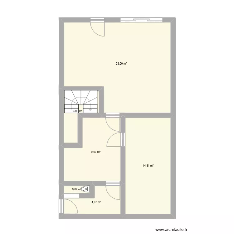 RDC. Plan de 6  et 61 m²