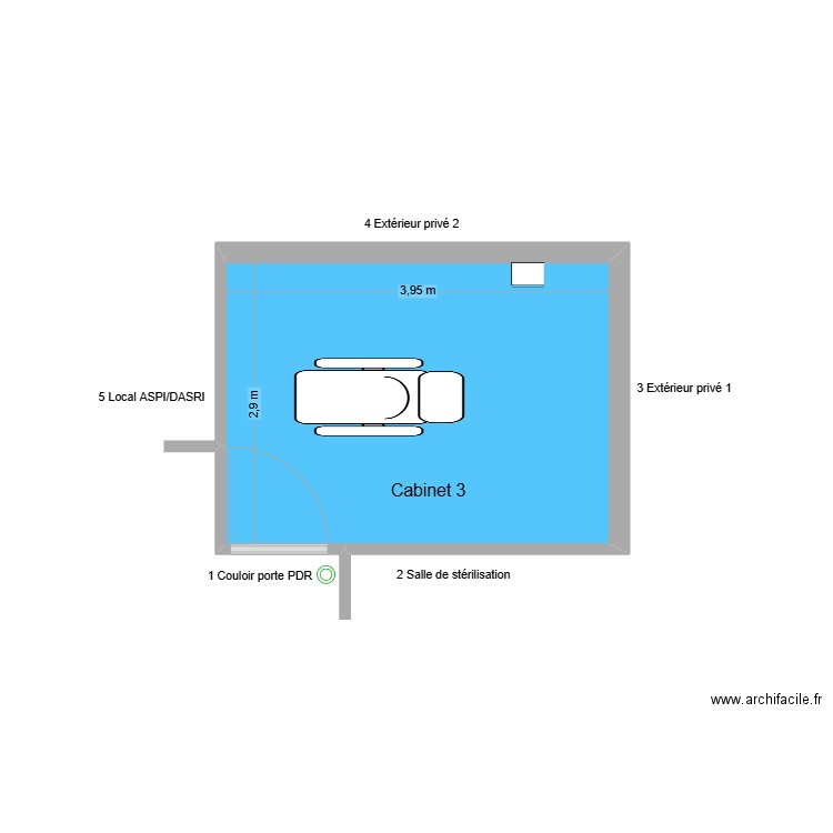 60704 Cabinet 3. Plan de 1 pièce et 11 m2