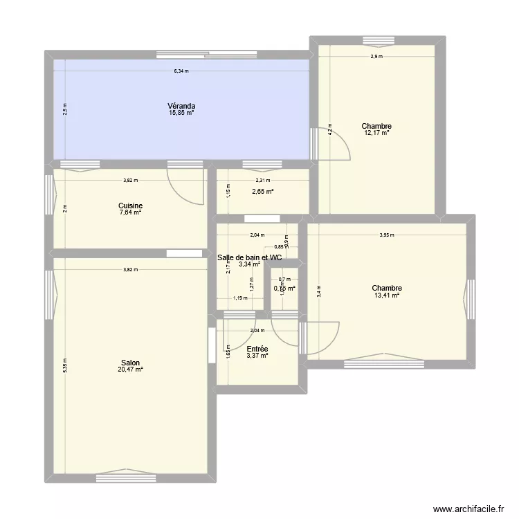 Maison PICCIN 2. Plan de 9 pièces et 80 m²