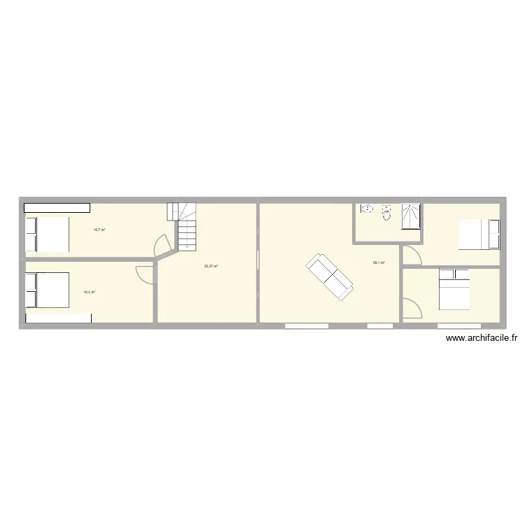 etage. Plan de 4  et 114 m²