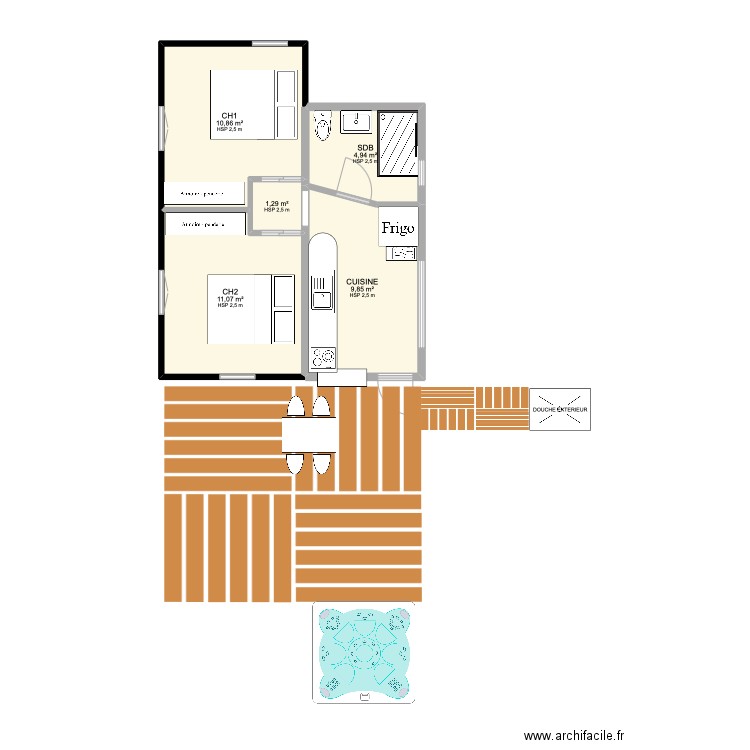 kazananas 3. Plan de 5 pièces et 38 m2