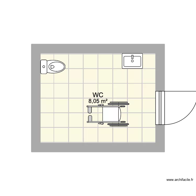 sanitaire PMR. Plan de 1 et 8 m² sanitaire PMR. Plan de 1 et 8 m²