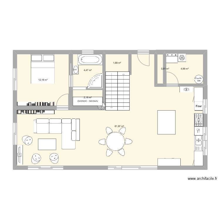 26 12 25 21 45. Plan de 7 pièces et 88 m2