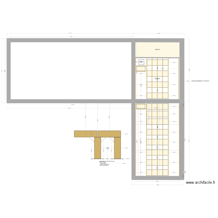 plan grenier. Plan de 2 pièces et 34 m2