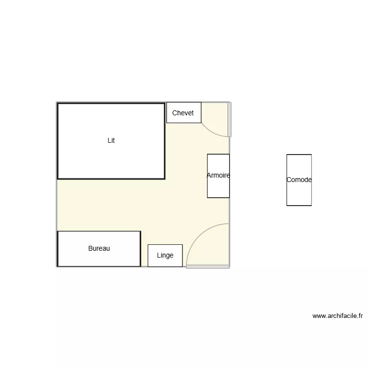 Chambre. Plan de 1  et 9 m²