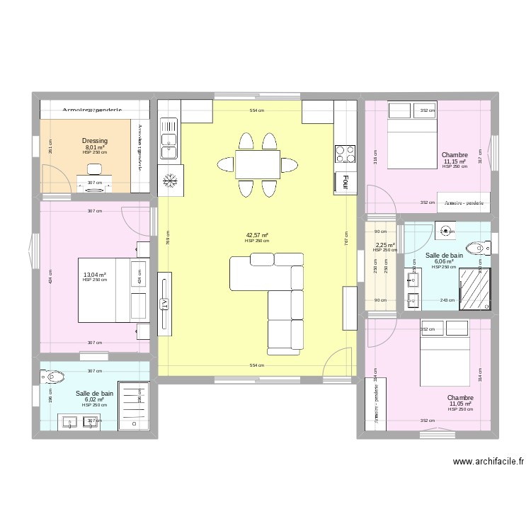 Villa Canelle. Plan de 8 pièces et 100 m2