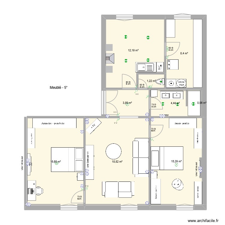 Meubl&eacute; -5&deg;. Plan de 0 pièce et 0 m2