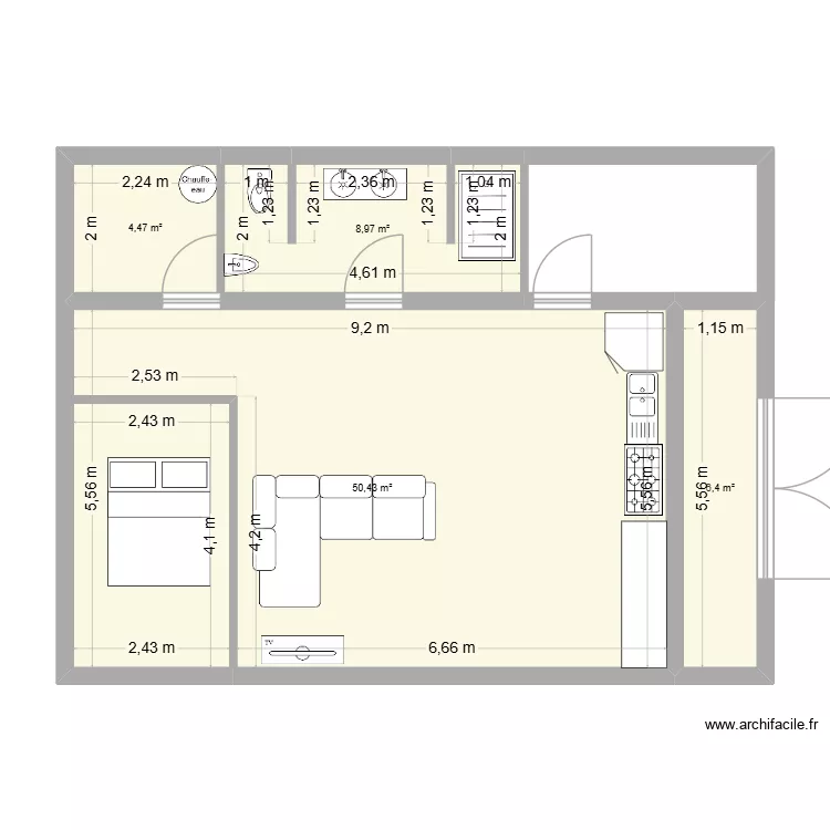 tuillerie. Plan de 4  et 70 m²