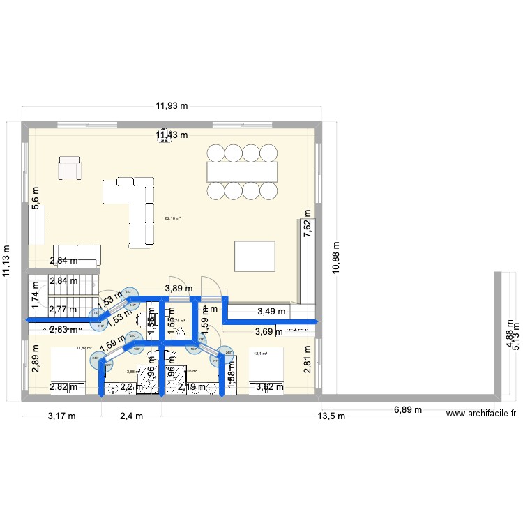 Chalet Nono RDC. Plan de 6 pièces et 116 m2