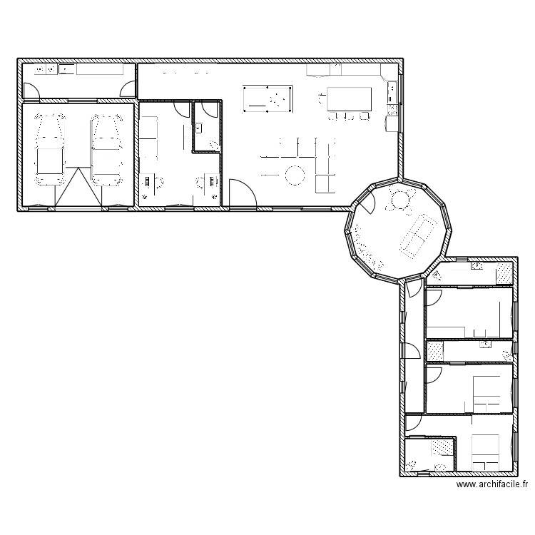 coloc 3. Plan de 13 pièces et 210 m2