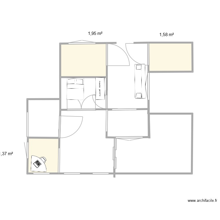 Terracotta. Plan de 3 pièces et 5 m2