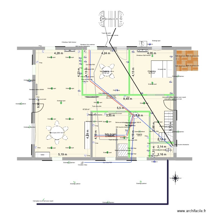 Baylet RDC Plomberie. Plan de 10 pièces et 251 m2