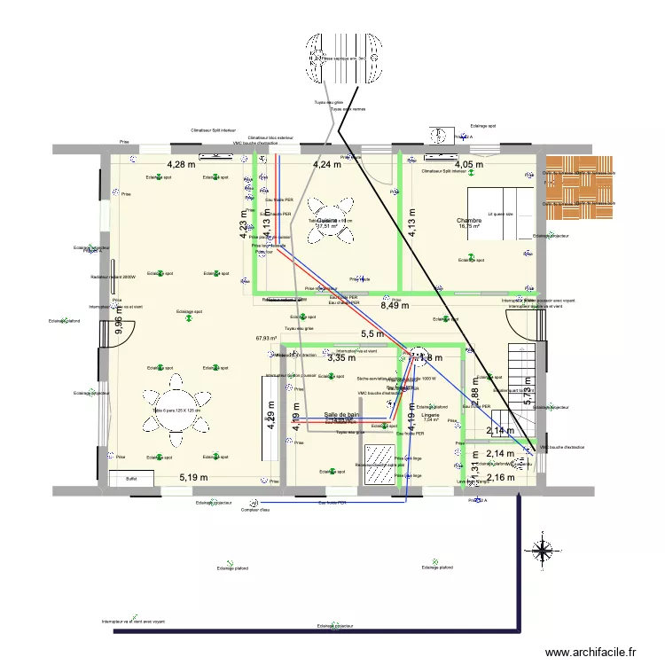 Baylet RDC Plomberie. Plan de 